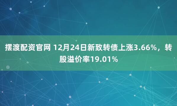摆渡配资官网 12月24日新致转债上涨3.66%，转股溢价率19.01%